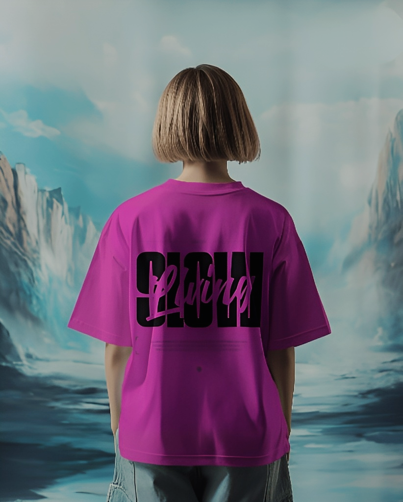 LUVOUX SLOW LIVING – Oversized 100% Cotton UNISEX TSHIRT WITH HIGH GRAPHIC DTF PRINT