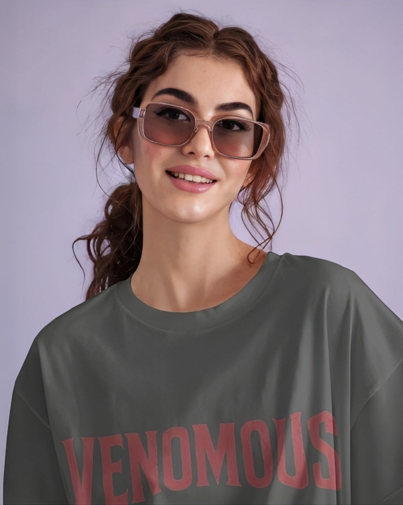 Luvoux: Venomous Snake & Skull Graphic down shoulder t-shirt for unisex & 100% cotton