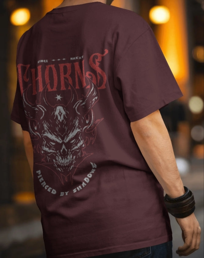 Luvoux: Thorns "Fierce Shadows" Graphic Skull oversized T-Shirt for unisex & 100& cotton