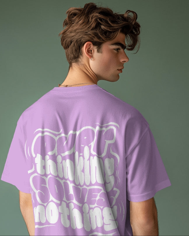 Luvoux: Overthinking Solves Nothing – Motivational Quote Oversized T-Shirt for unisex & 100% cotton