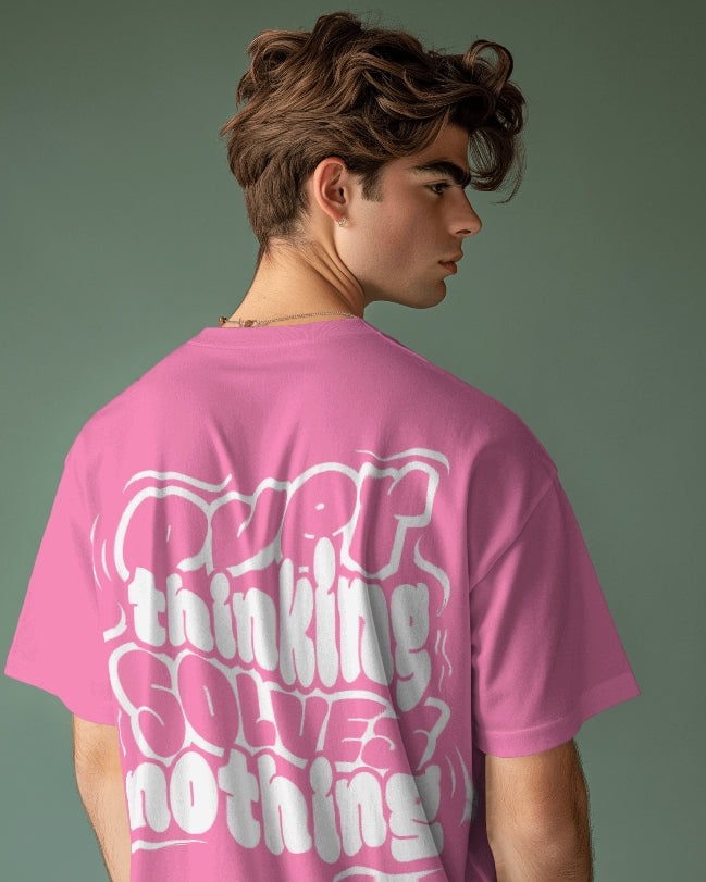 Luvoux: Overthinking Solves Nothing – Motivational Quote Oversized T-Shirt for unisex & 100% cotton
