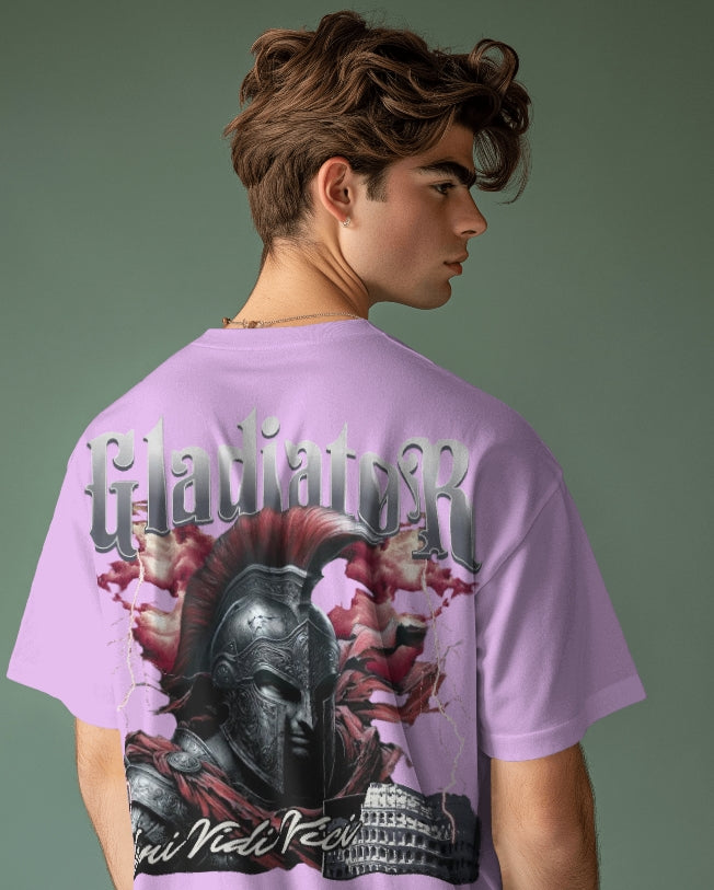 Luvoux: Gladiator Warrior Graphic Oversize T-Shirt For Unisex & 100% cotton