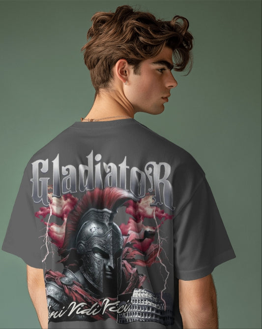 Luvoux: Gladiator Warrior Graphic Oversize T-Shirt For Unisex & 100% cotton