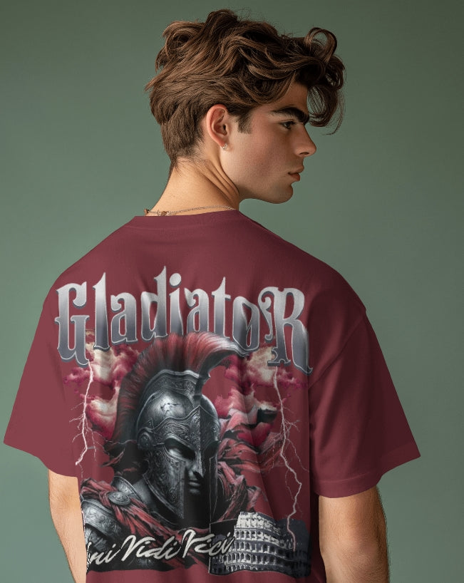 Luvoux: Gladiator Warrior Graphic Oversize T-Shirt For Unisex & 100% cotton