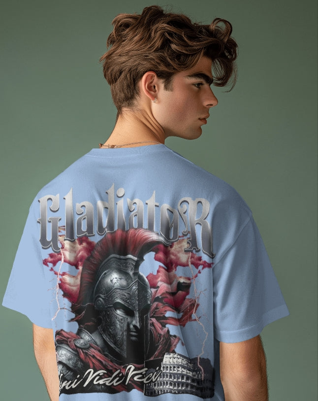 Luvoux: Gladiator Warrior Graphic Oversize T-Shirt For Unisex & 100% cotton