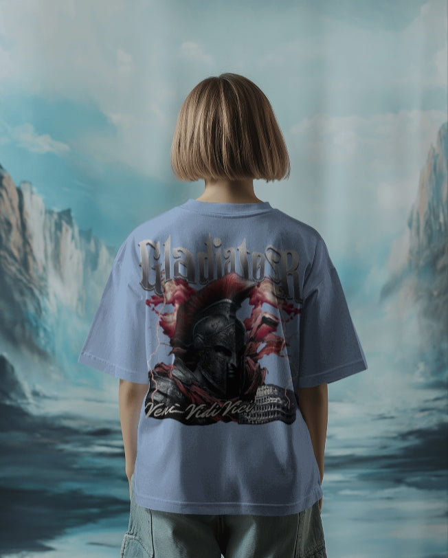 Luvoux: Gladiator Warrior Graphic Oversize T-Shirt For Unisex & 100% cotton