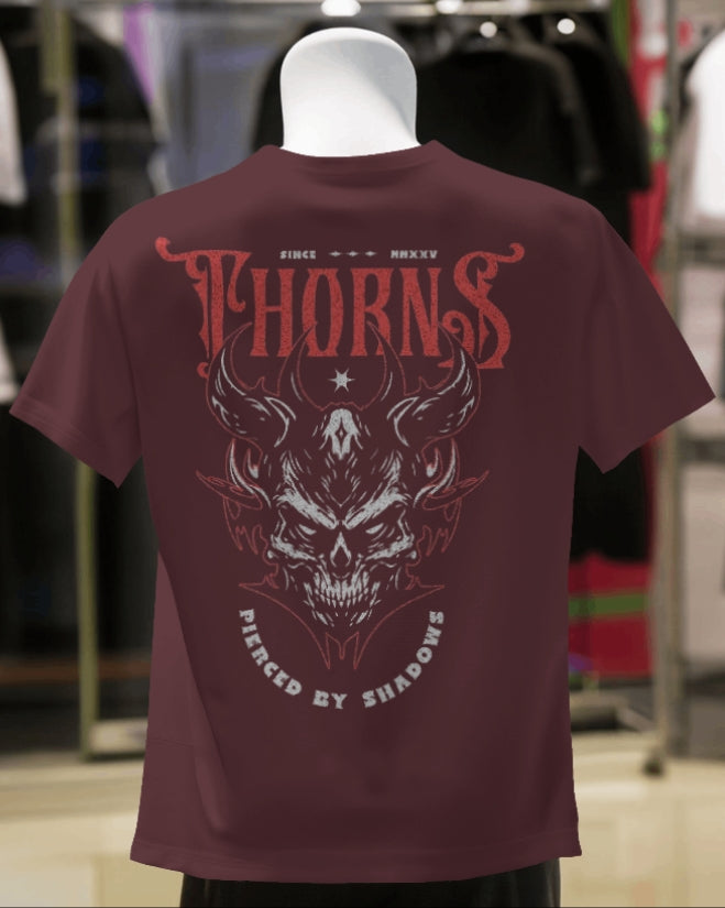 Luvoux: Thorns "Fierce Shadows" Graphic Skull oversized T-Shirt for unisex & 100& cotton