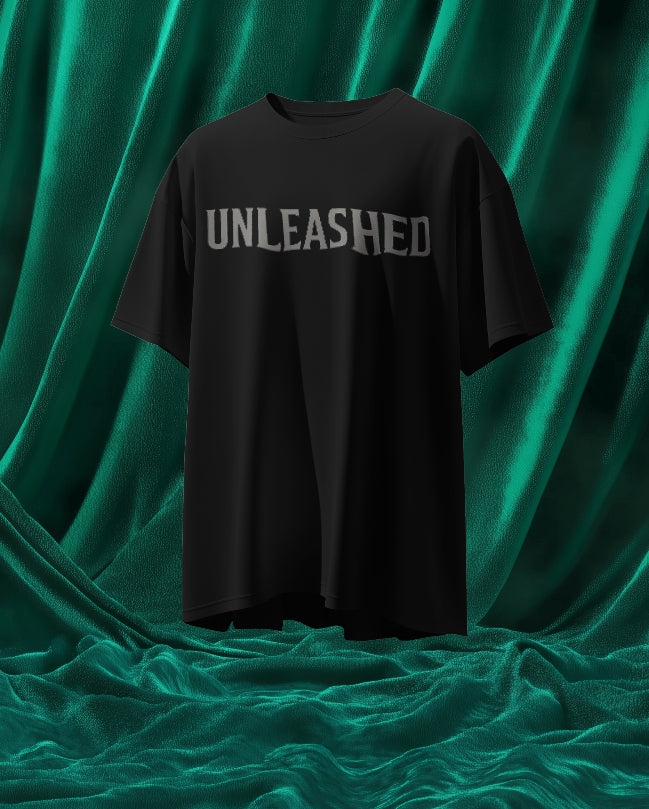 Luvoux: unleshed Dark AuraDown shoulder T-shirt– Shadow Warriors for unisex & 100% cotton