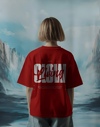 LUVOUX SLOW LIVING – Oversized 100% Cotton  UNISEX  TSHIRT  WITH  HIGH GRAPHIC DTF PRINT