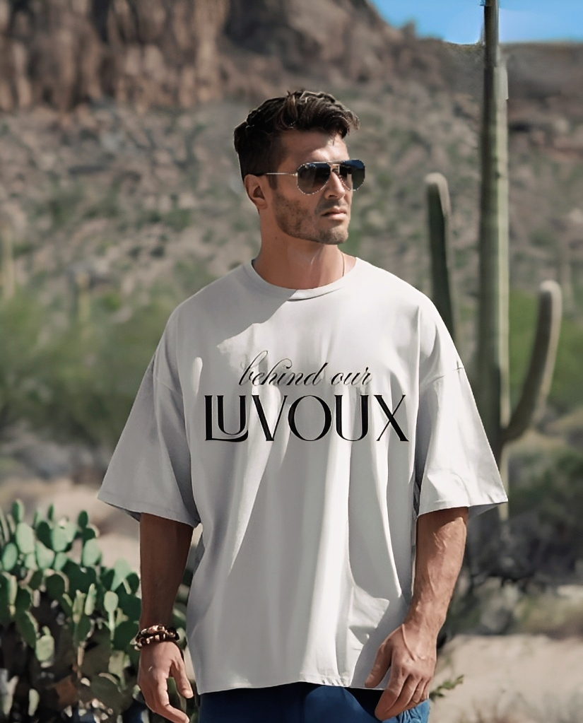 LUVOUX SLOW LIVING – Oversized 100% Cotton  UNISEX  TSHIRT  WITH  HIGH GRAPHIC DTF PRINT
