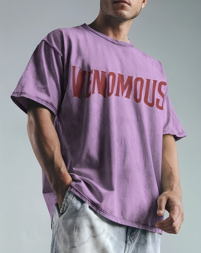 Luvoux: Venomous Snake & Skull Graphic   down shoulder t-shirt for unisex & 100% cotton