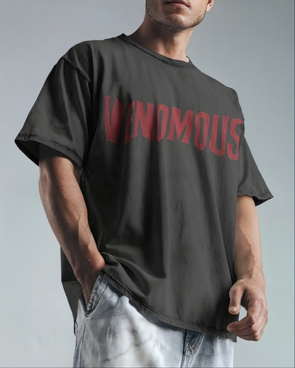 Luvoux: Venomous Snake & Skull Graphic   down shoulder t-shirt for unisex & 100% cotton
