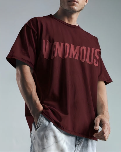 Luvoux: Venomous Snake & Skull Graphic   down shoulder t-shirt for unisex & 100% cotton