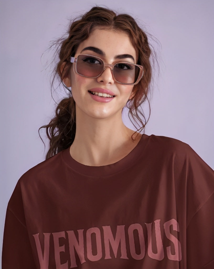 Luvoux: Venomous Snake & Skull Graphic   down shoulder t-shirt for unisex & 100% cotton