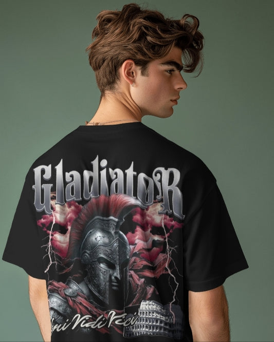 Luvoux: Gladiator Warrior Graphic Oversize T-Shirt For Unisex & 100% cotton
