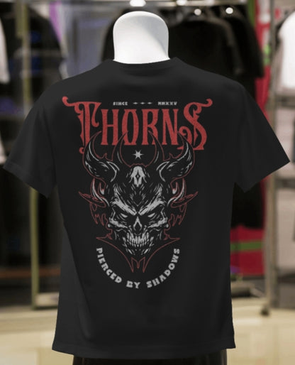 Luvoux: Thorns "Fierce Shadows" Graphic Skull oversized T-Shirt for unisex & 100& cotton