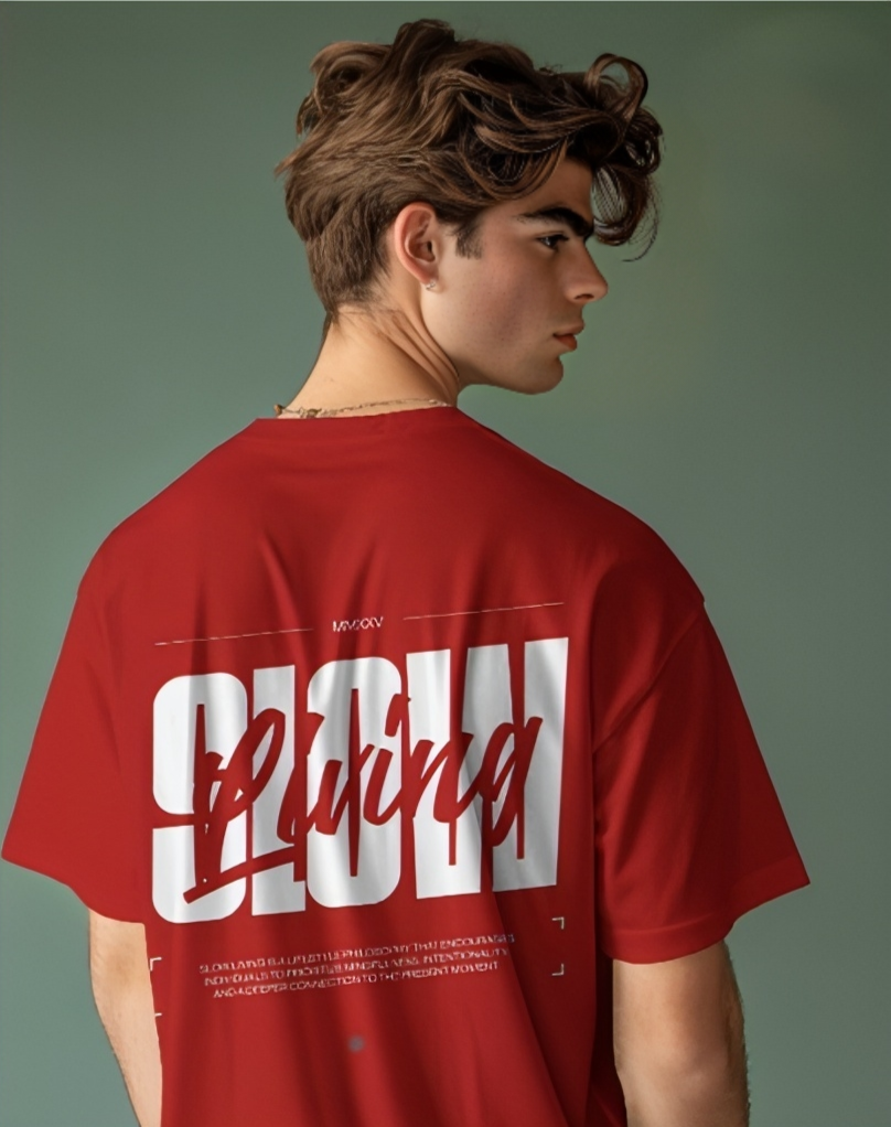 LUVOUX SLOW LIVING – Oversized 100% Cotton  UNISEX  TSHIRT  WITH  HIGH GRAPHIC DTF PRINT