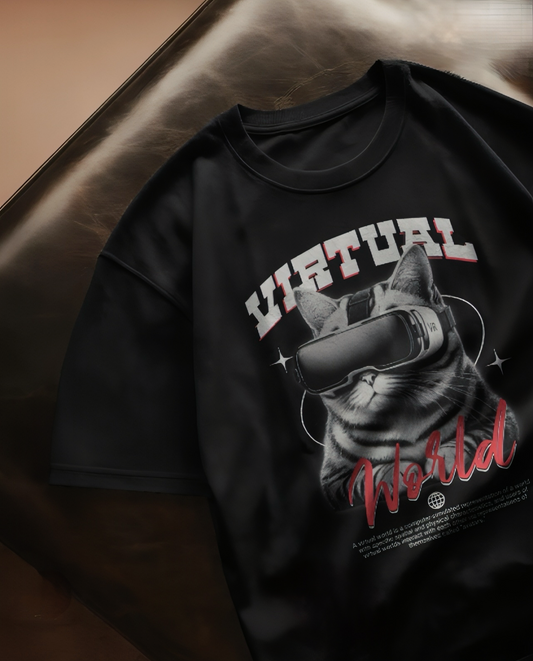 VIRTUAL WORLD – Oversized DOWNSOLDER UNISEX -Shirt | LUVOUX PREMIUM COLLECTION NAME  LUVOUX LUXURY