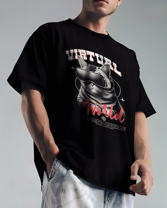 VIRTUAL WORLD – Oversized DOWNSOLDER UNISEX -Shirt | LUVOUX PREMIUM COLLECTION NAME  LUVOUX LUXURY