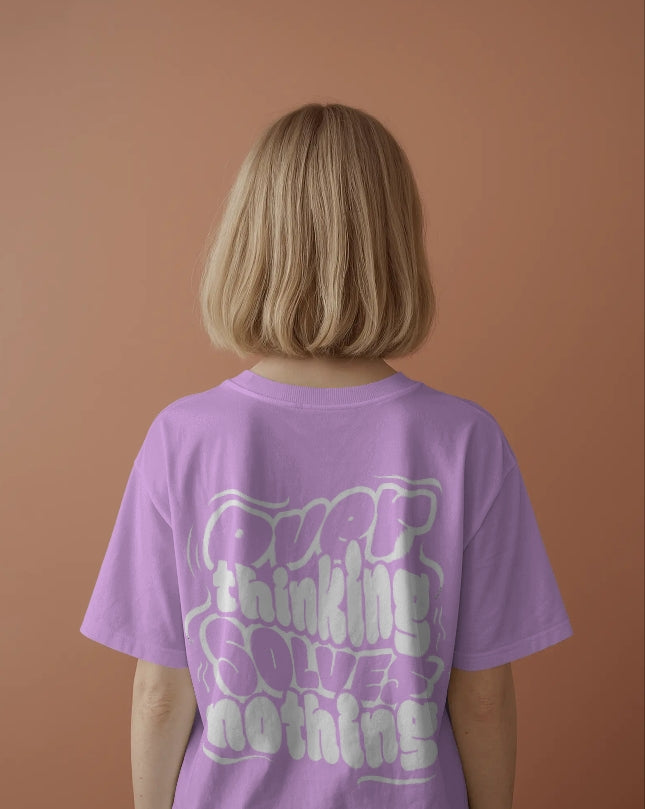 Luvoux: Overthinking Solves Nothing – Motivational Quote Oversized T-Shirt for unisex & 100% cotton