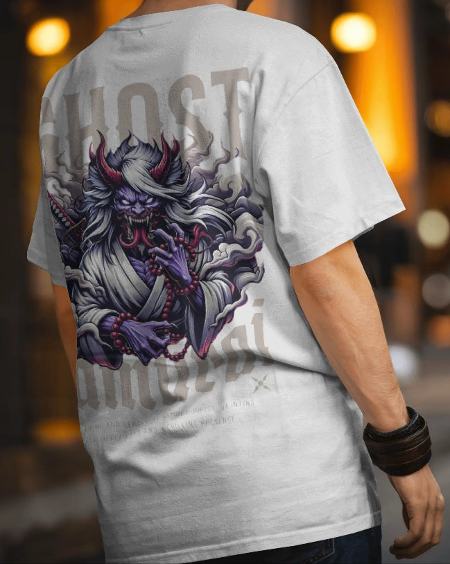 Ghost Samurai Oni Warrior  Graphic  oversize T-SHIRT for unisex & 100% cotton
