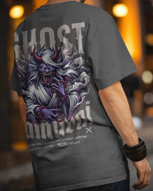 Ghost Samurai Oni Warrior  Graphic  oversize T-SHIRT for unisex & 100% cotton