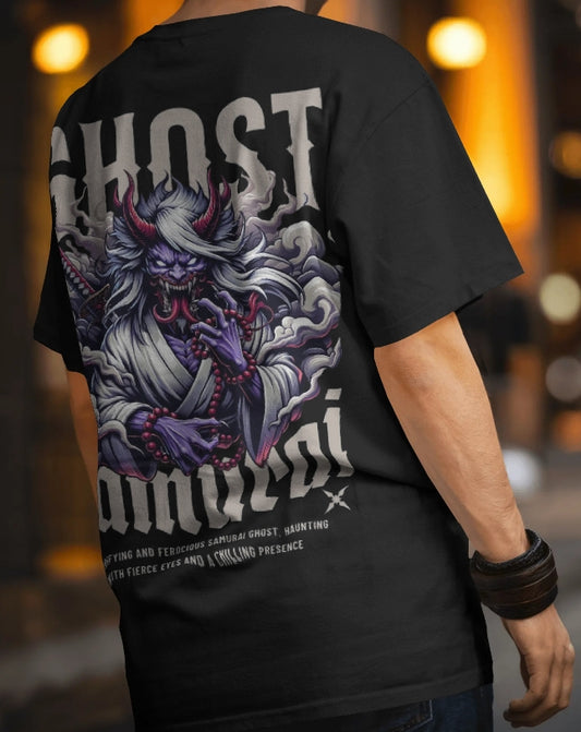 Ghost Samurai Oni Warrior  Graphic  oversize T-SHIRT for unisex & 100% cotton