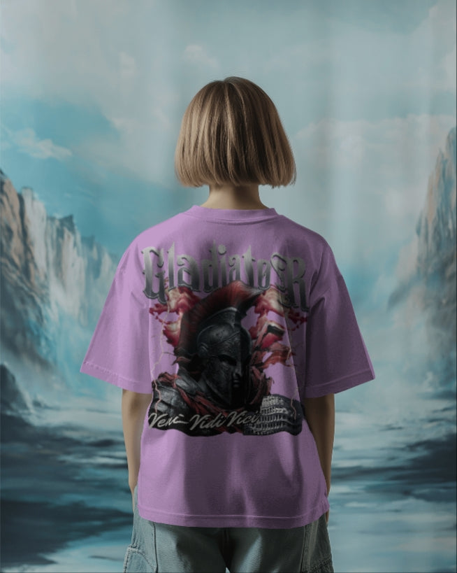 Luvoux: Gladiator Warrior Graphic Oversize T-Shirt For Unisex & 100% cotton