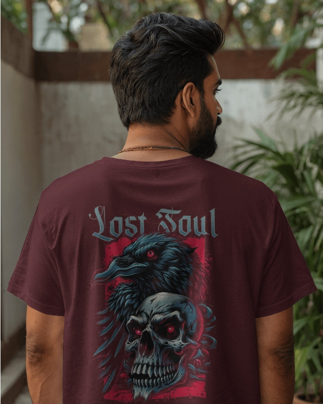Lost Soul Gothic Skull & Raven Oversized T-Shirt – Dark Streetwear Aesthetic