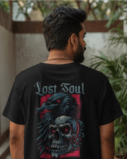 Lost Soul Gothic Skull & Raven Oversized T-Shirt – Dark Streetwear Aesthetic