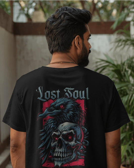 Lost Soul Gothic Skull & Raven Oversized T-Shirt – Dark Streetwear Aesthetic
