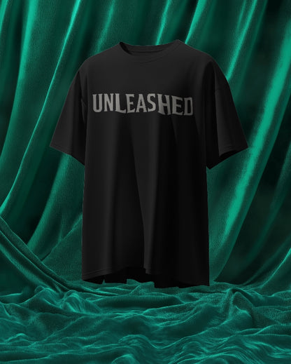 Luvoux: unleshed Dark AuraDown shoulder T-shirt– Shadow Warriors for unisex & 100% cotton