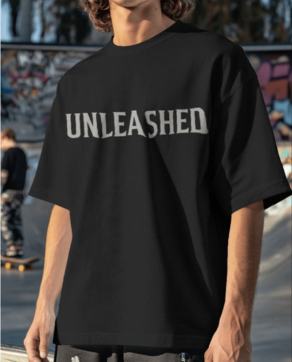 Luvoux: unleshed Dark AuraDown shoulder T-shirt– Shadow Warriors for unisex & 100% cotton
